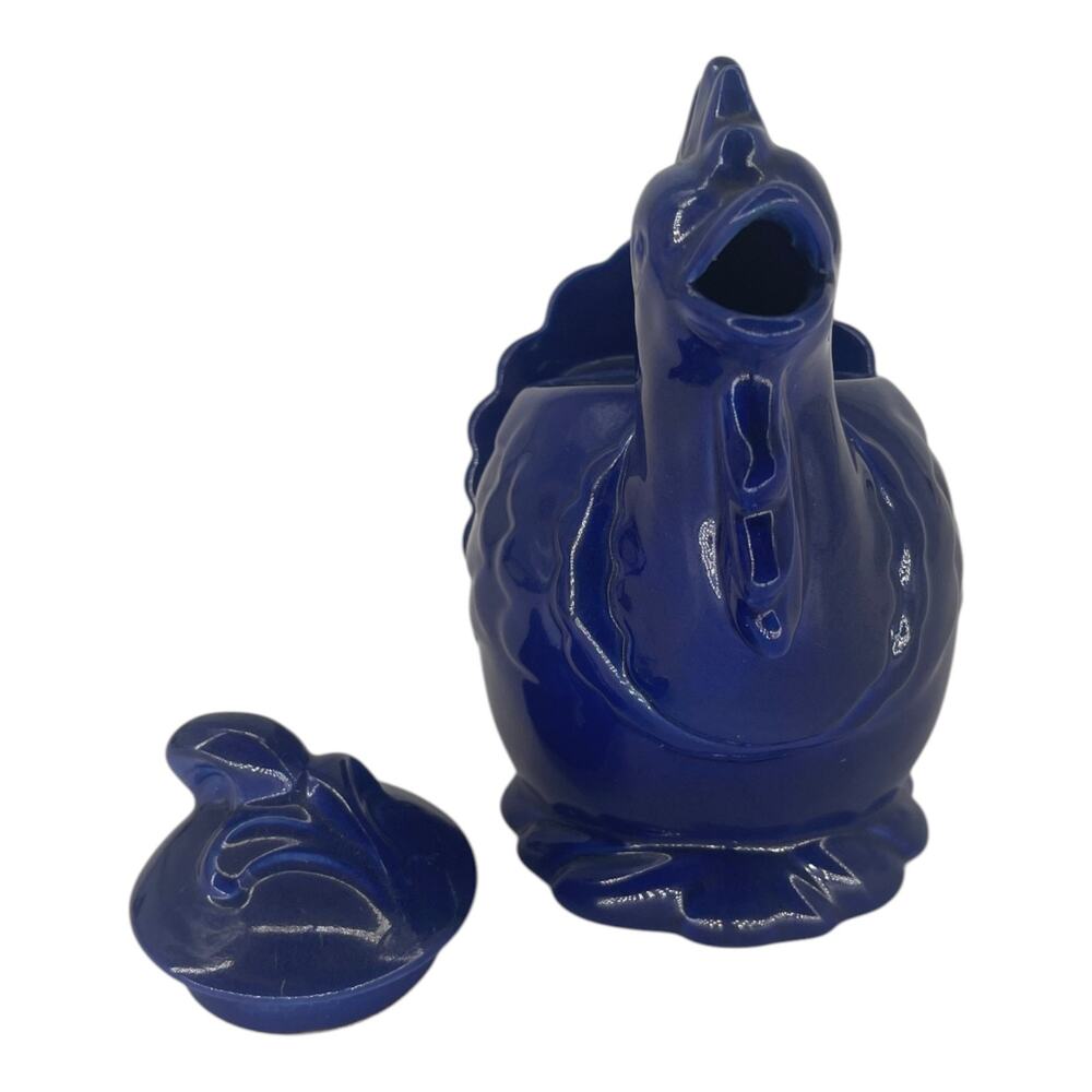 Red Wing Pottery Blue Rooster Teapot Vintage USA Ceramic Figural Teapot - Picture 6 of 7